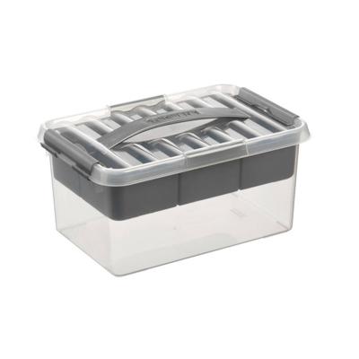 Sunware q-line opbergbox met inzet 6l transparant/grijs