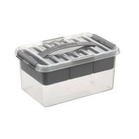 Sunware q-line opbergbox met inzet 6l transparant/grijs - thumbnail