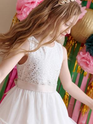 Kerstjurk voor meisjes met pailletten en tule ecru Kerstjurk voor meisjes met pailletten en tule ecru