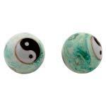 Meridiaankogels Yin Yang Wit-Groen Gemarmerd - thumbnail