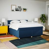 Boxspring met matras stof blauw 180x200 cm - thumbnail