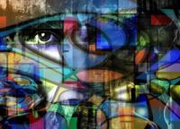 Schilderij - Abstract modern, het oog , 2 maten , multikleur , Premium print - thumbnail