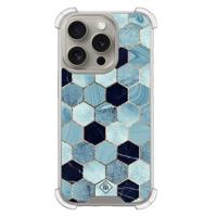 iPhone 15 Pro shockproof hoesje - Blue cubes - thumbnail