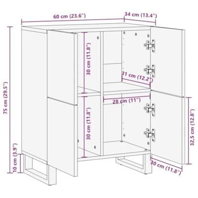 Dressoir 60x34x75 cm massief acaciahout
