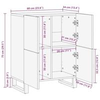 Dressoir 60x34x75 cm massief acaciahout - thumbnail