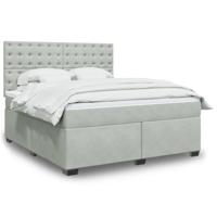 Boxspring met matras fluweel lichtgrijs 180x200 cm - thumbnail