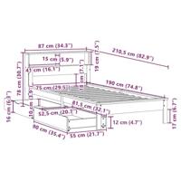 Bed met boekenkast zonder matras grenenhout wit 75x190 cm - thumbnail