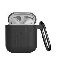 U by UAG [U] DOT Soft Touch siliconen hoes Apple Airpods 2 (2019) / Apple Airpods 1 (2016) [Wireless Charging compatibel (LED zichtbaar), Lightning-aansluiting afdekking, karabijnhaak] zwart - thumbnail