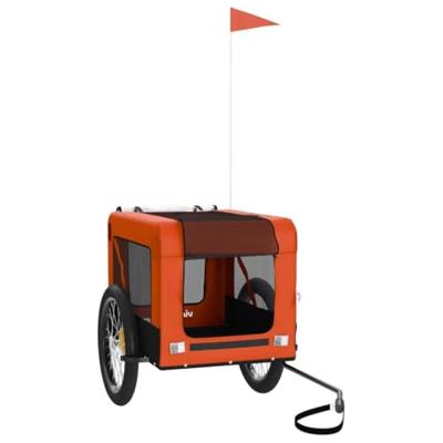 Hondenfietstrailer oxford stof en ijzer oranje en zwart - thumbnail
