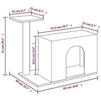 VidaXL Kattenmeubel met sisal krabpaal 51 cm crèmekleurig - thumbnail