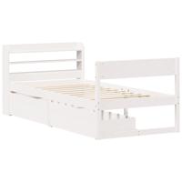 Bedframe zonder matras massief grenenhout wit 120x200 cm - thumbnail