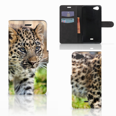 Wiko Pulp Fab 4G Telefoonhoesje met Pasjes Baby Luipaard
