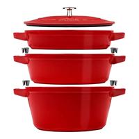 Staub La Cocotte Rond Gietijzer Ovenschaal voor ovenschotel - SET VAN 3 STUKS - thumbnail