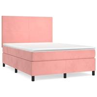 Boxspring met matras fluweel roze 140x190 cm - thumbnail