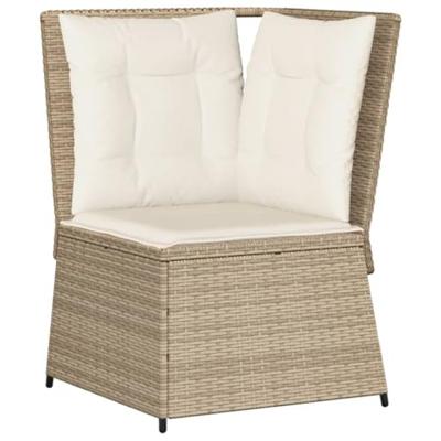 5-delige Loungeset met kussens poly rattan beige - thumbnail