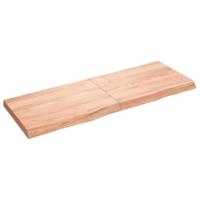 Tafelblad 140x50x(2-6)cm behandeld massief eikenhout lichtbruin - thumbnail