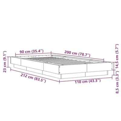 Bedframe met LED-verlichting bewerkt hout zwart 90x200 cm