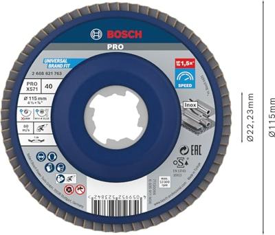 Bosch Accessoires X-LOCK Lamellenschijf schuin, kunststof Ø115mm, G 40, X571, 
Best for Metal - 2608621763 Bosch Accessoires X-LOCK Lamellenschijf schuin, kunststof Ø115mm, G 40, X571, 
Best for Metal - 2608621763