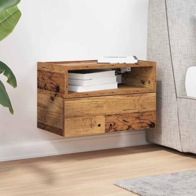 Nachtkastje wandgemonteerd 45x26x28,5 cm oud houtkleurig - thumbnail