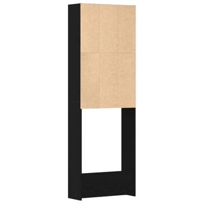 VidaXL Wasmachinekast zwart eiken 64 x 24 x 190 cm bewerkt hout