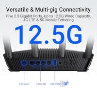 ASUS RT-BE82U BE6500 draadloze router 2.5 Gigabit Ethernet Dual-band (2.4 GHz / 5 GHz) Zwart - thumbnail