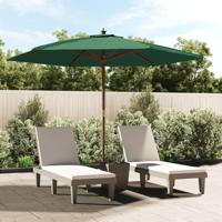 VidaXL Parasol met houten paal 299x240 cm groen - thumbnail