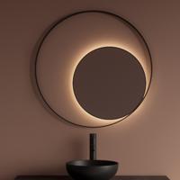 Spiegel Gliss Design Kosmos Mat Zwart met Frame en Indirecte LED Verlichting 90 cm - thumbnail