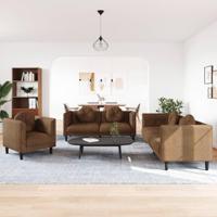 3-delige Loungeset met kussens fluweel bruin - thumbnail