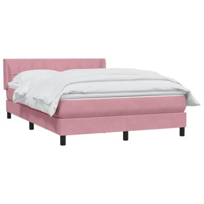 Boxspring met matras fluweel roze 160x220 cm