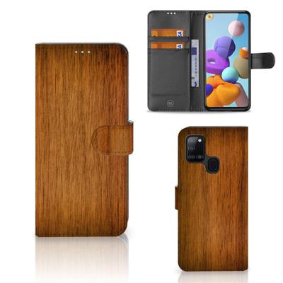 Samsung Galaxy A21s | Book Style Case | Donker Hout