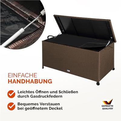 Polyrattan Kussenbox Bruin 122x56x61cm met Wielen