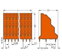 WAGO 737-304 Drie niveau klem 2.50 mm² Aantal polen 12 Oranje 48 stuk(s) - thumbnail