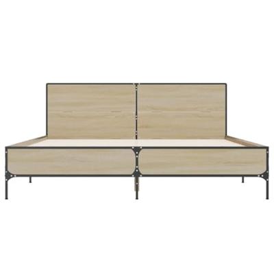 Bedframe bewerkt hout metaal sonoma eikenkleurig 120x200 cm