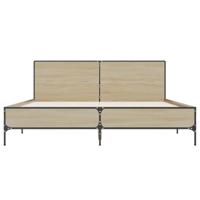 Bedframe bewerkt hout metaal sonoma eikenkleurig 120x200 cm - thumbnail