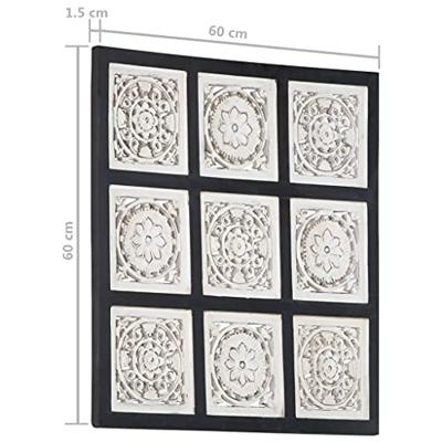 VidaXL Wandpaneel handgesneden 60x60x1,5 cm mdf zwart en wit