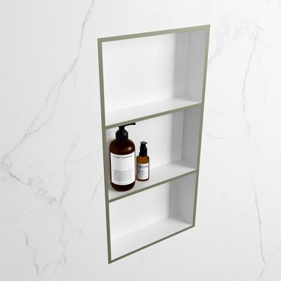 MONDIAZ EASY Nis 59,5x29,5cm in solid surface kleur Army | Talc. 3 vakken geschikt voor in- of opbouw MONDIAZ EASY Nis 59,5x29,5cm in solid surface kleur Army | Talc. 3 vakken geschikt voor in- of opbouw