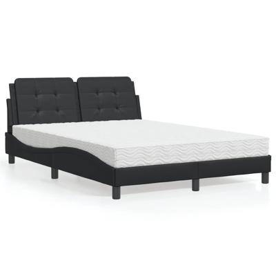 Bed met matras kunstleer zwart 120x200 cm