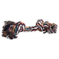 Flossytouw gekleurd met 2 knopen hondenspeelgoed - 50 gram - thumbnail