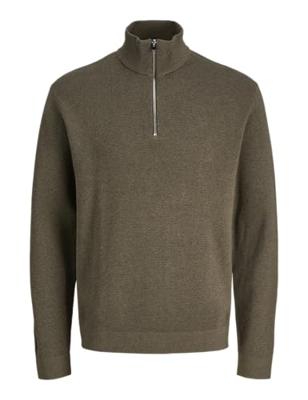 Jack - Jones Jprblamilano Stitch Knit Half Zip Sn Trui Stone Gray Melange