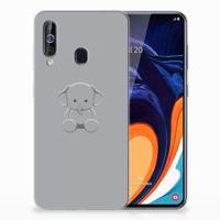 Samsung Galaxy A60 Telefoonhoesje met Naam Grijs Baby Olifant - thumbnail