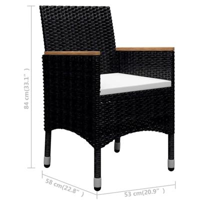 9-delige Tuinset poly rattan en massief hout zwart - thumbnail
