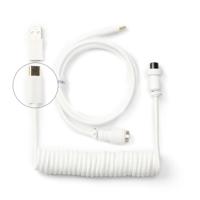 Keychron Aangepaste opgerolde Aviatorkabel, wit, 5-pins (GX12) afneembare metalen connector, USB-C naar USB-C met USB-A-adapter, duurzame gevlochten kabel voor mechanische toetsenborden, opladen en - thumbnail