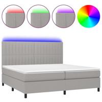 Boxspring met matras en LED stof lichtgrijs 200x200 cm - thumbnail
