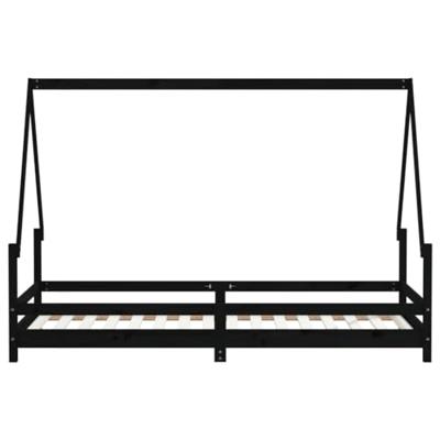 Kinderbedframe 80x200 cm massief grenenhout zwart