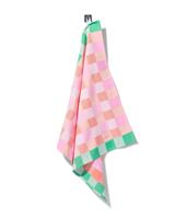 HEMA Theedoek 65x65cm katoen ruiten roze (multi) - thumbnail