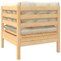 Tuinbank 2-zits met crmekleurige kussens massief grenenhout - thumbnail