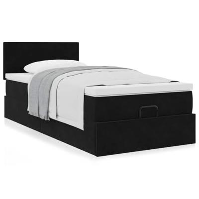 Ottoman bed met matras 100x200 cm fluweel zwart