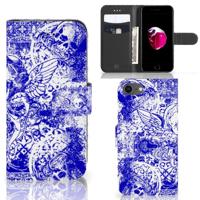 Telefoonhoesje met Naam iPhone 7 | 8 | SE (2020) | SE (2022) Angel Skull Blauw - thumbnail