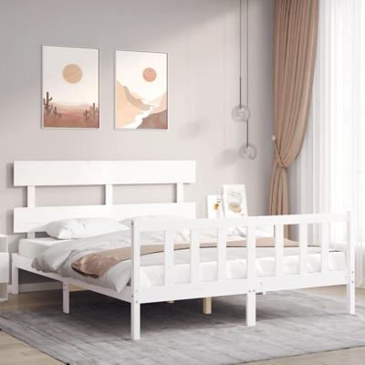 Bedframe zonder matras massief grenenhout wit 160x200 cm Bedframe zonder matras massief grenenhout wit 160x200 cm