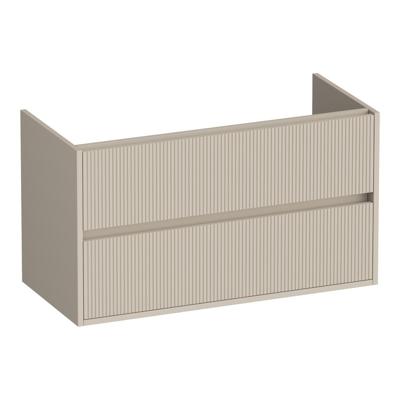 Brauer Adore Wavy - Onderkast - 100 cm - met 2 Softclose Lades Greeploos en 1 Sifon Uitsparing - Mat Beige